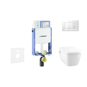 GEBERIT Kombifix Modul pro závěsné WC s tlačítkem Sigma30, matný chrom/chrom + Tece One sprchovací toaleta a sedátko, Rimless, SoftClose 110.302.00.5 NT7