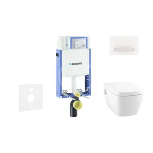 GEBERIT Kombifix Modul pro závěsné WC s tlačítkem Sigma50, alpská bílá + Tece One sprchovací toaleta a sedátko, Rimless, SoftClose 110.302.00.5 NT8