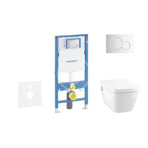 GEBERIT Duofix Modul pro závěsné WC s tlačítkem Sigma01, lesklý chrom + Tece One sprchovací toaleta a sedátko, Rimless, SoftClose 111.300.00.5 NT2