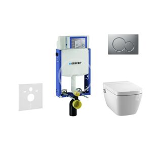 GEBERIT Kombifix Modul pro závěsné WC s tlačítkem Sigma01, matný chrom + Tece One sprchovací toaleta a sedátko, Rimless, SoftClose 110.302.00.5 NT3