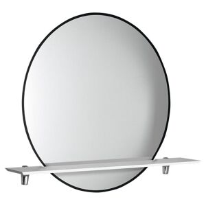SAPHO SHARON kulaté zrcadlo s LED podsvícením a s policí ø 80cm, černá mat ((E28904CI-01) 31255CI-01