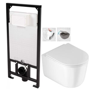DEANTE Podomítkový rám, pro závěsné WC mísy bez tlačítka + WC DEANTE Jasmin se sedátkem RIMLESS CST_WC01 X JA1