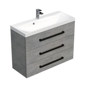 Koupelnová skříňka s černou úchytkou a umyvadlem SAT Cube Way 100x47,5x40 cm beton mat CUBE2C1003BE