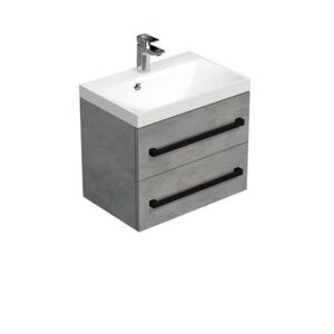 Koupelnová skříňka s černou úchytkou a umyvadlem SAT Cube Way 60x71x40 cm beton mat CUBE2C60ZBE